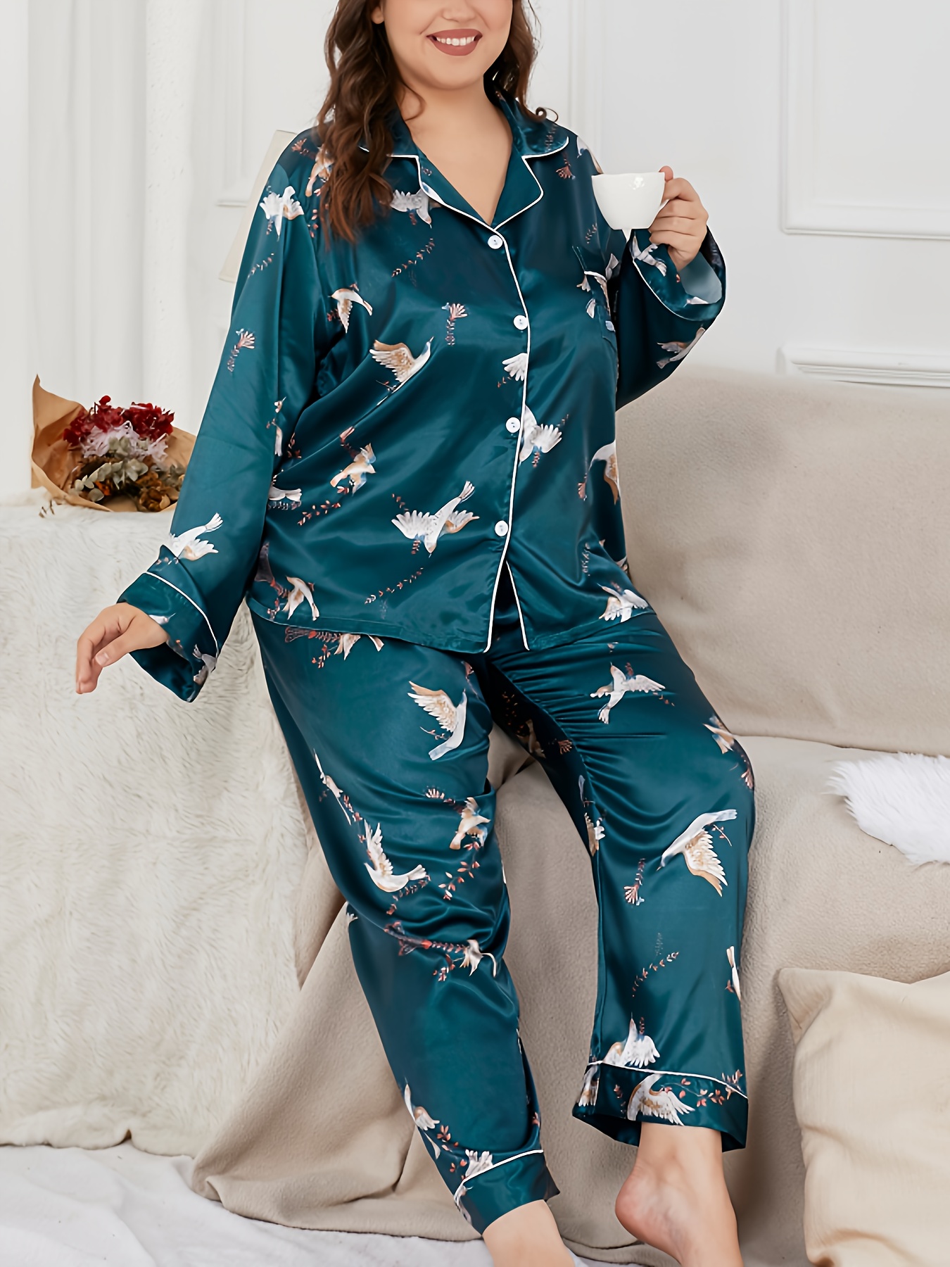 1 ou 2 ensemble de pyjama effet soie pour femme