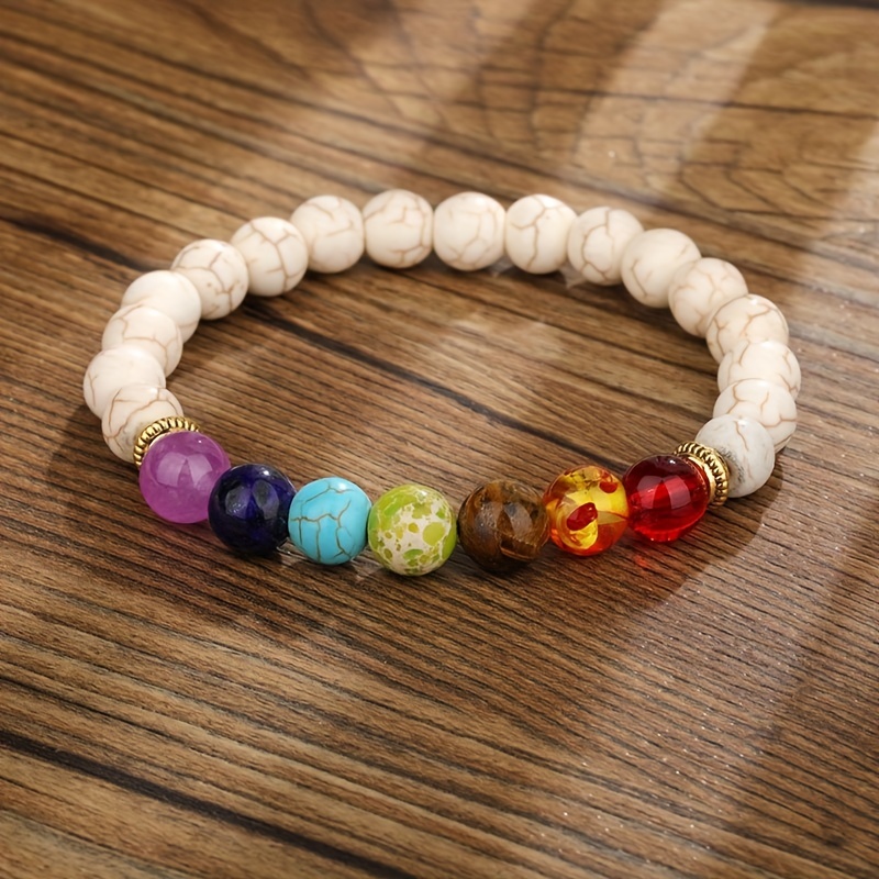 7 Chakra Bracelet Volcanic Stone  7 Chakra Bracelet Healing - 7