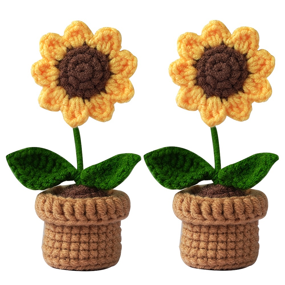 Beginner Crochet Kit, 4 Pcs Mini Flowers Potted Kit, Complete