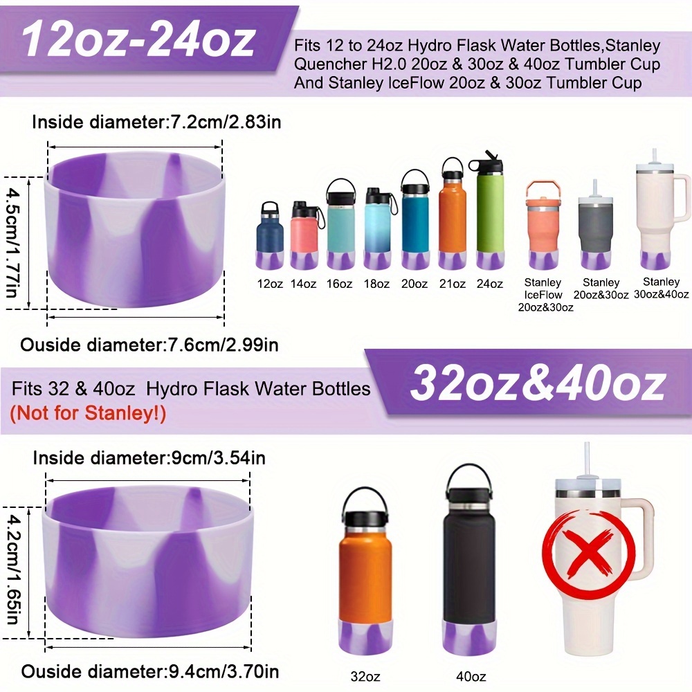 Protective Silicone Boot for 32oz - 40 oz Water Bottles Flask Anti-Slip  Bottom Sleeve Cover