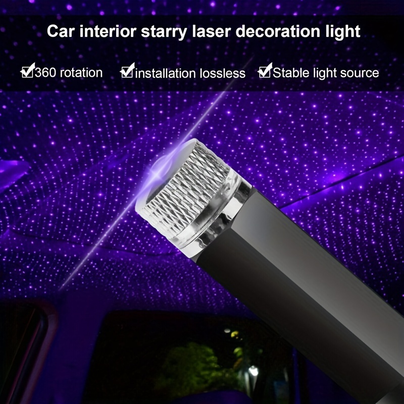 USB LED Voiture Intérieur Atmosphere Star Nuit Feu Lampe Projecteur Feu  Décor