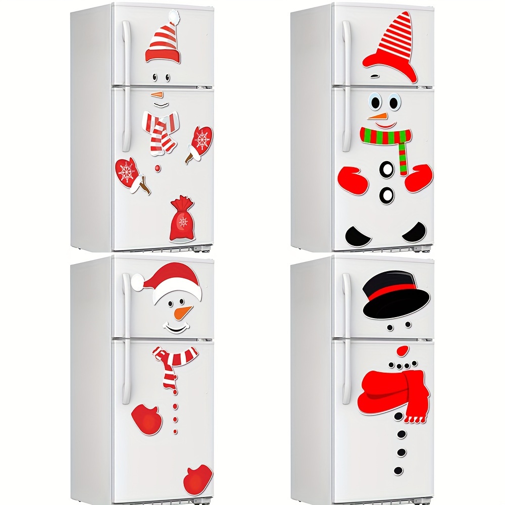 1 Set, Magnet Sticker, Merry Christmas Decorative Garage Door Decorative  Snowman Magnet Sticker, Refrigerator Snowman Face Garage Sticker Set,  Reflect