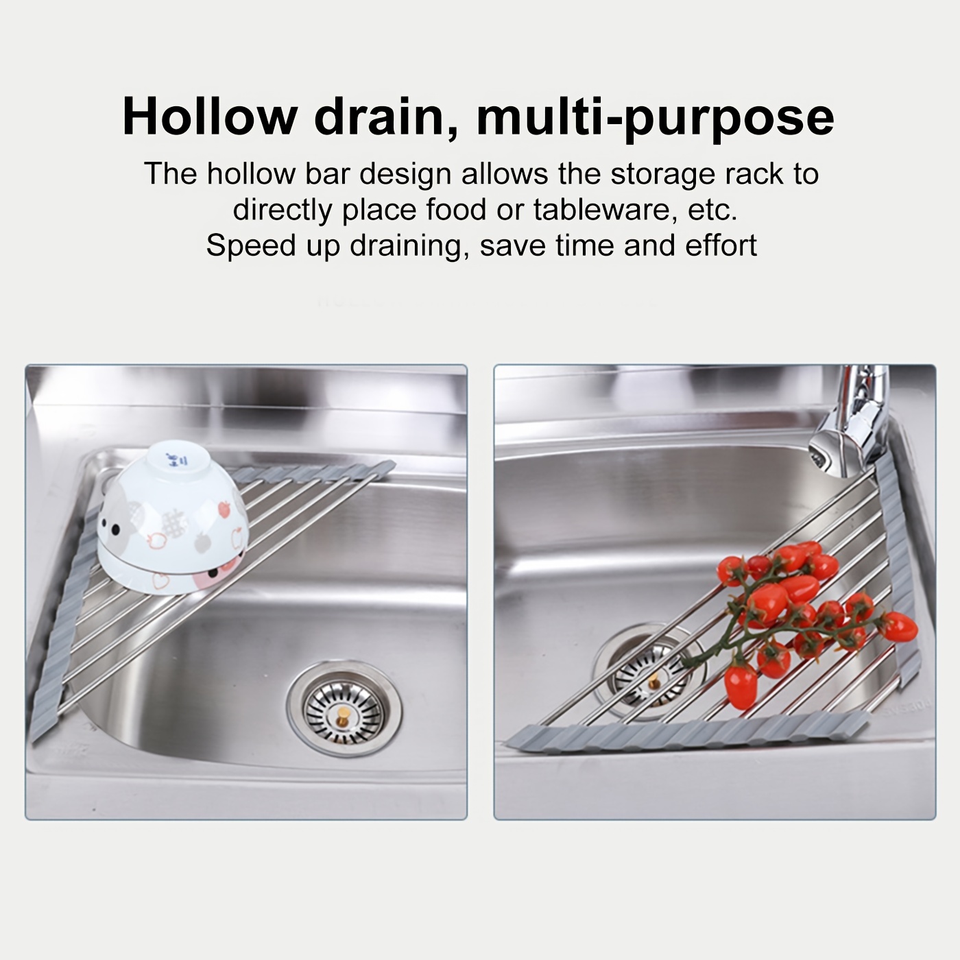 Foldable Stainless Steel Triangle Dish Drying Rack for Kitchen Sink Corner  Storage Roll Up Shelf Faucet Holder Shelf Organizer