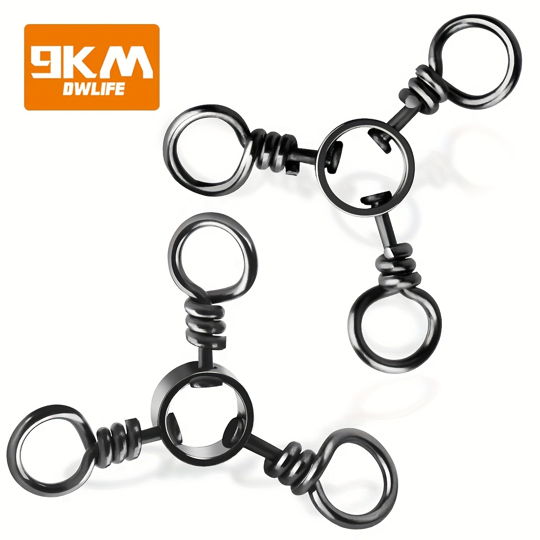 30pcs 3 Way Fishing Swivels Saltwater Line Hook Connector Crossline Ball  Bearing Barrel Swivel With Solid Ring for Lure Hook