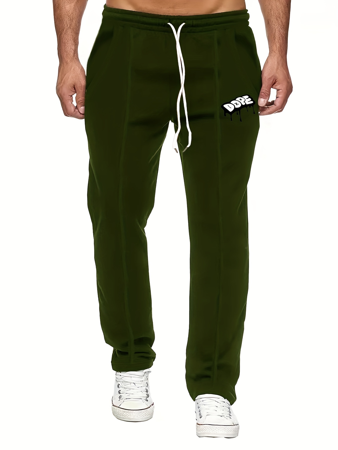 Letter Print Casual Stretch Pants for Men