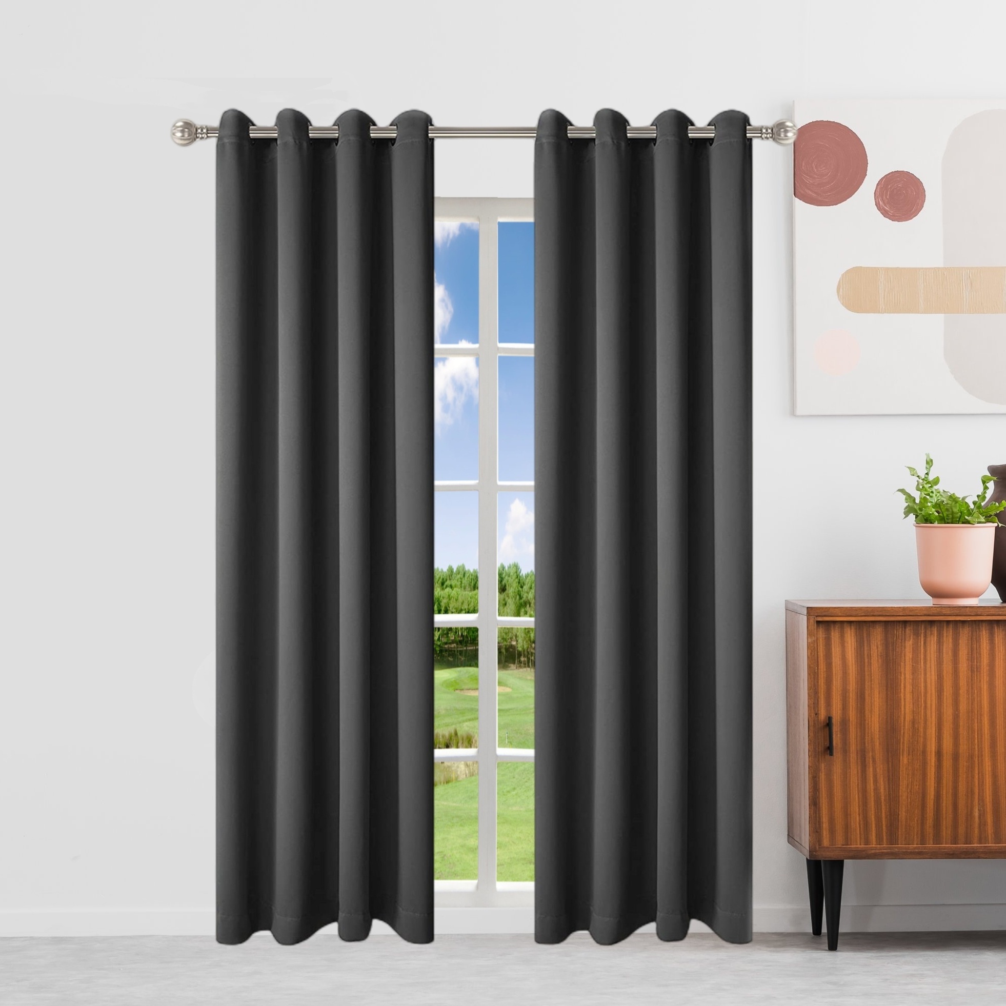 Blackout Curtain Heat Insulation Grommet Top Curtain