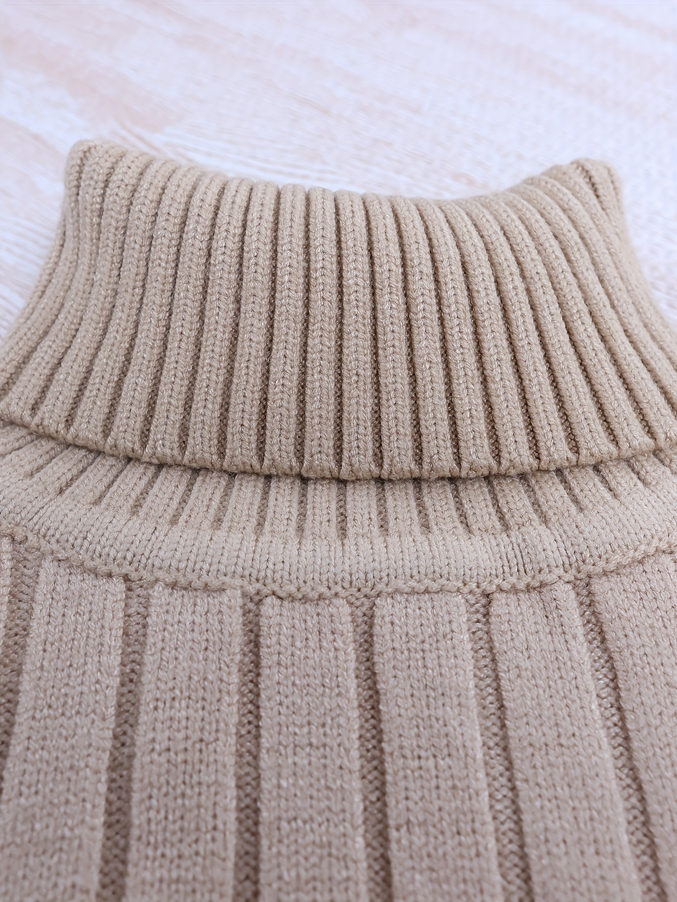 Girls Elegant Vertical Striped Turtleneck Knit Sweater Long - Temu