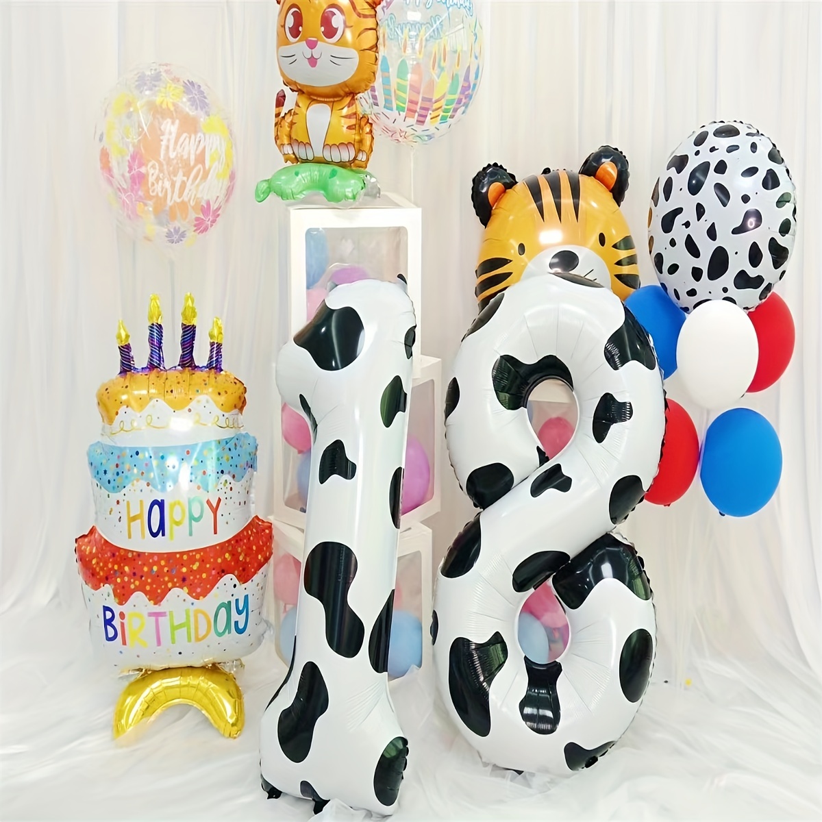 Kit de décorations de fête à thème vache, joyeux anniversaire bannière MOO  MOO ballon pour ferme vache bébé douche fournitures de fête d'anniversaire  