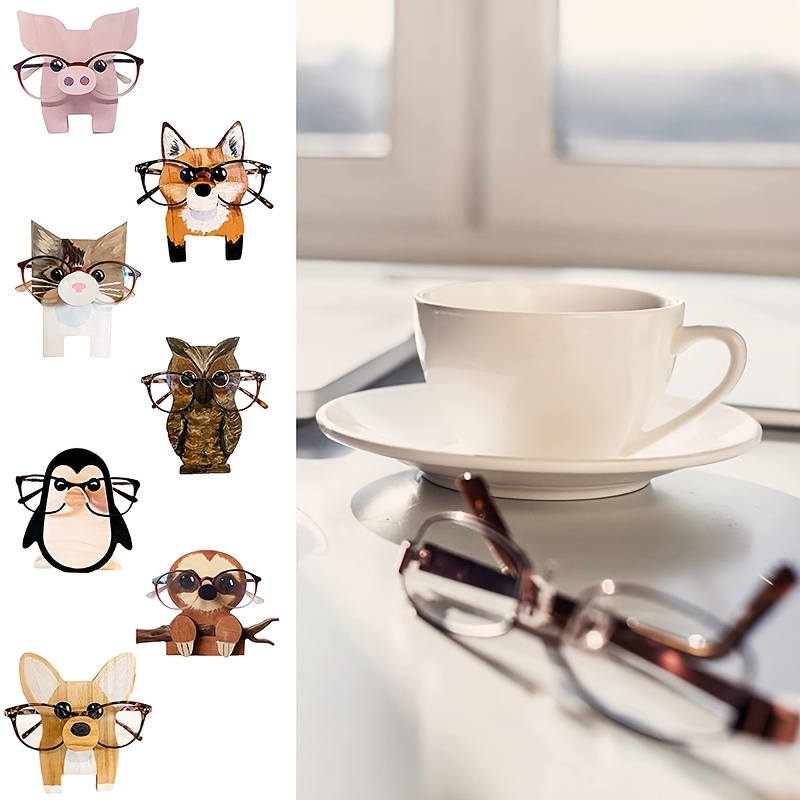 Animals Glasses Holder, Wooden Eyeglass Holder Stand Stand Cute
