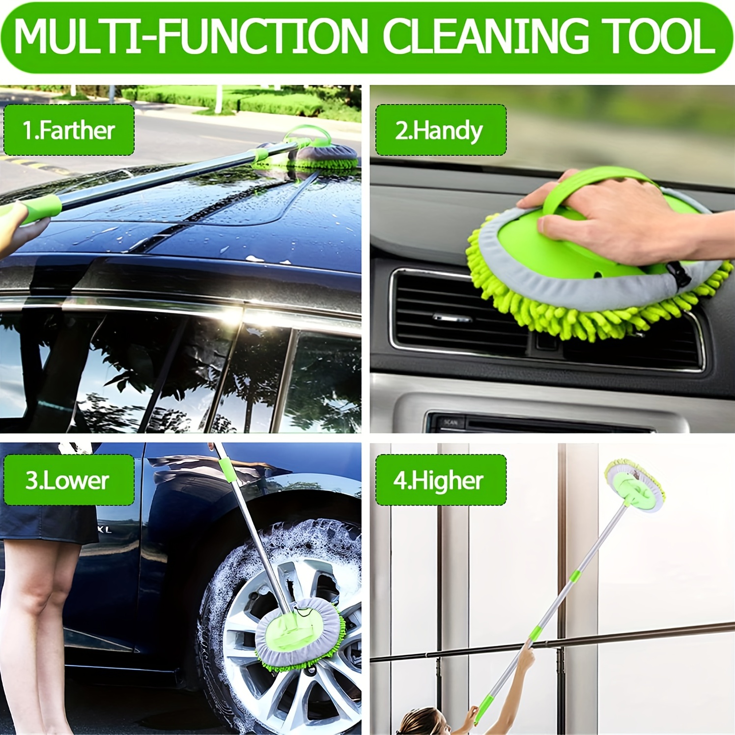 Car Wash Brush Mop With Long Handle Kit For Washing - Temu