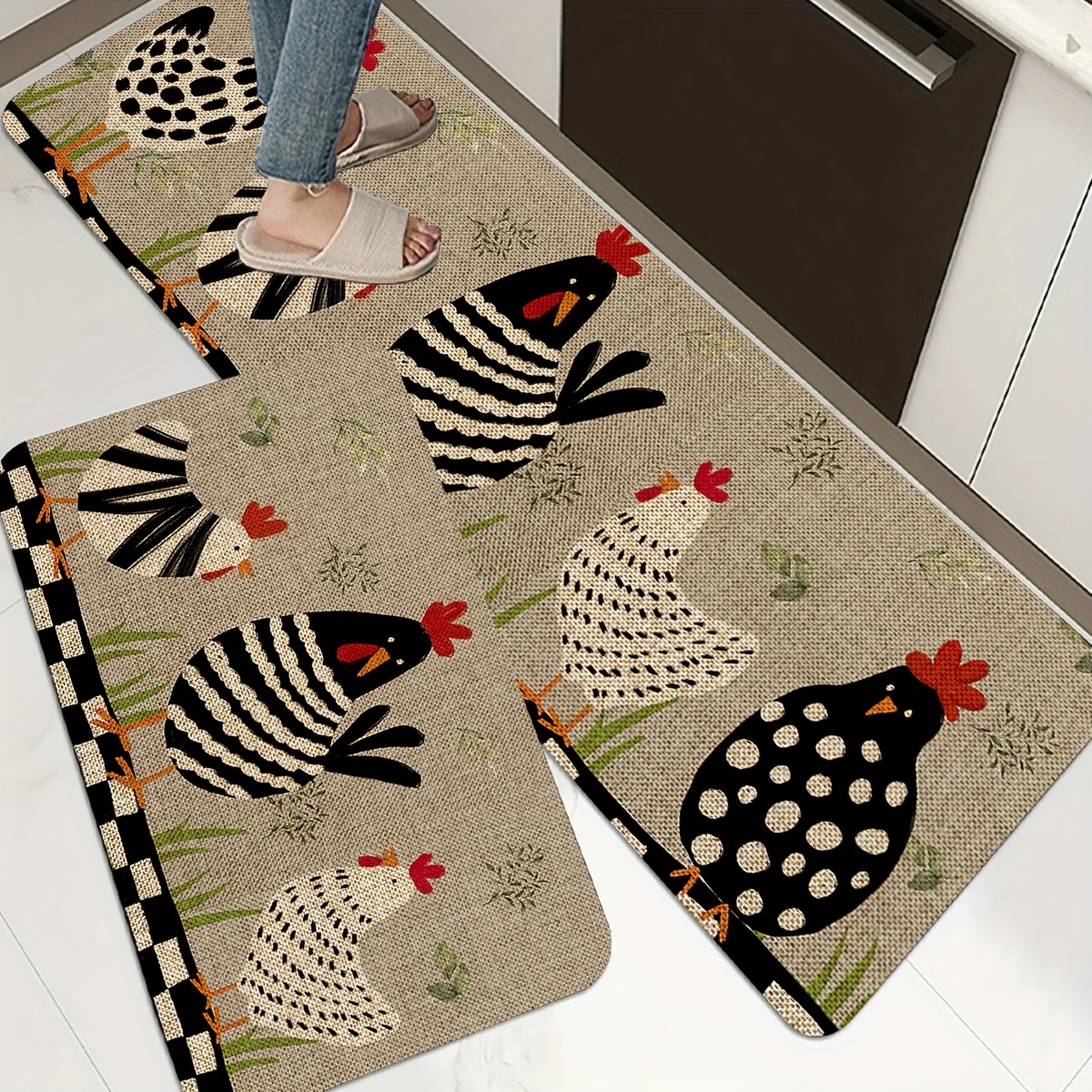 2 Pieces 3D Wine Decor Themed Kitchen Mats and Rug Set Kitchen