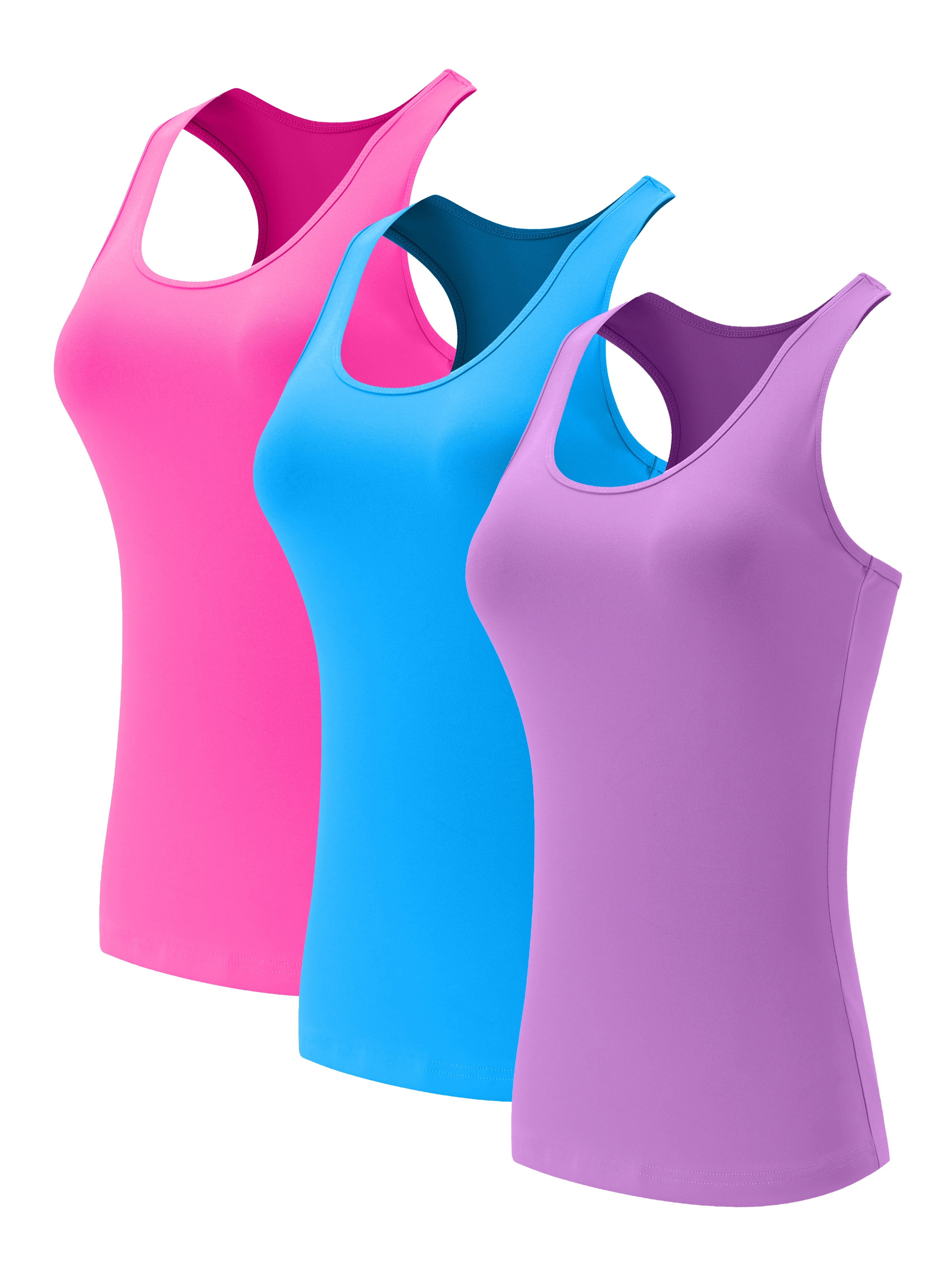 NELEUS Womens Compression Base Layer Dry Fit Tank Top 3 Pack,Blue+Green+Pink,US  Size XS 