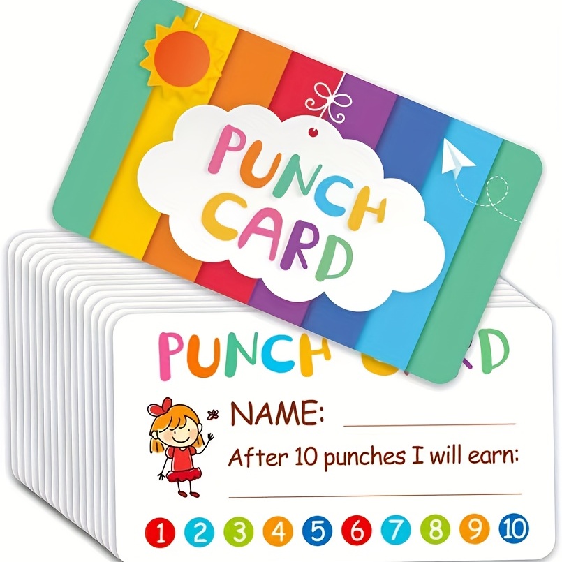  200 Pcs Behavior Punch Cards with Hole Puncher for Kids Reward  Chart for Kids Loyalty Cards for Classroom Students Teachers Business Kids  Behavior 3.5 x 2 Inch, 10 Styles (Cute Style) : Office Products