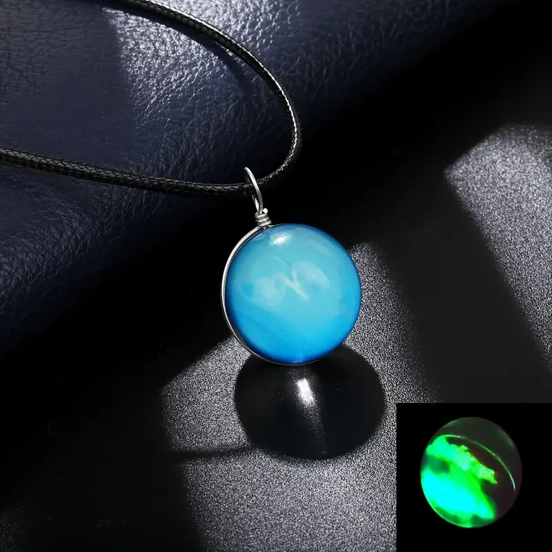 double sided glass ball pendant necklace time gem cosmic luminous necklace vintage statement necklace details 8