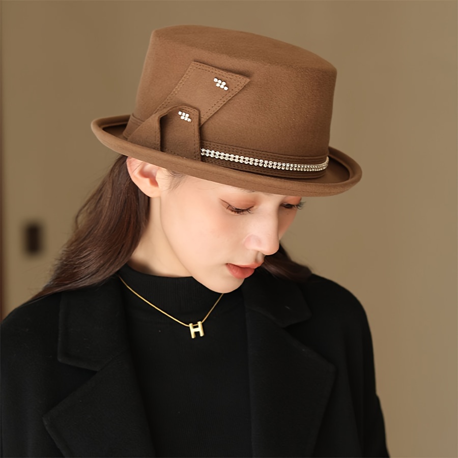 Ribbon Wool Fedoras Hat Elegant Rolled Brim Jazz Felt Hats Classic  Breathable Top Hat For Women Men Autumn & Winter