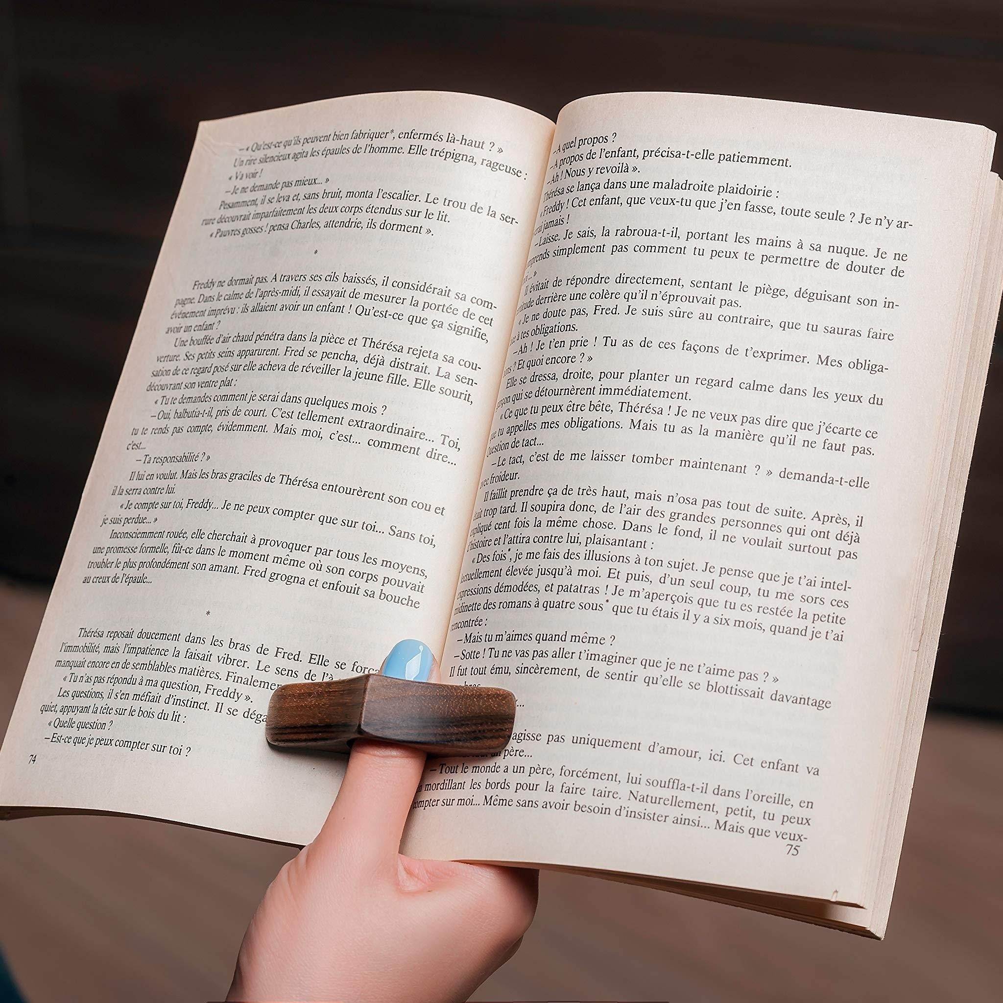 Libro titular de la página mantener el libro abierto madera nogal pulgar  lector 5 anillos de silicona amantes de la lectura accesorios regalos  hechos