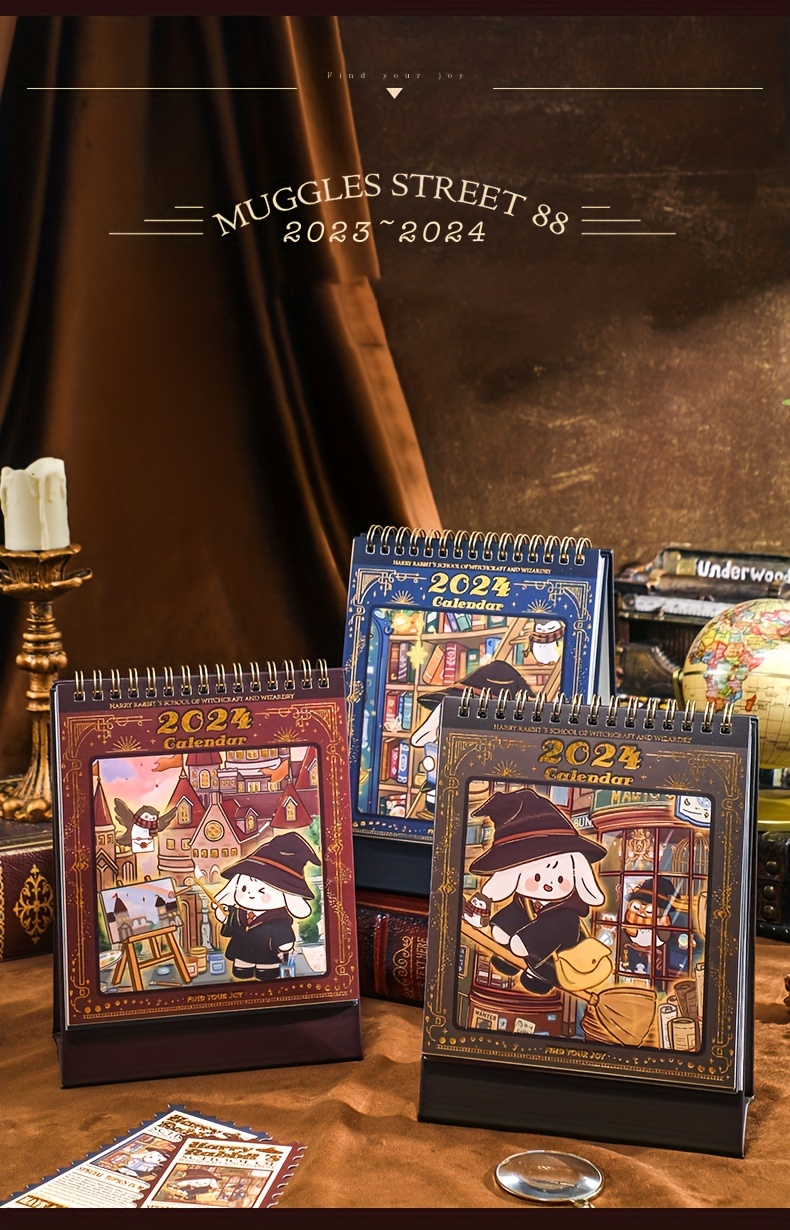 2024 Desk Calendar Magic College Rabbit Blue Mint Green Temu