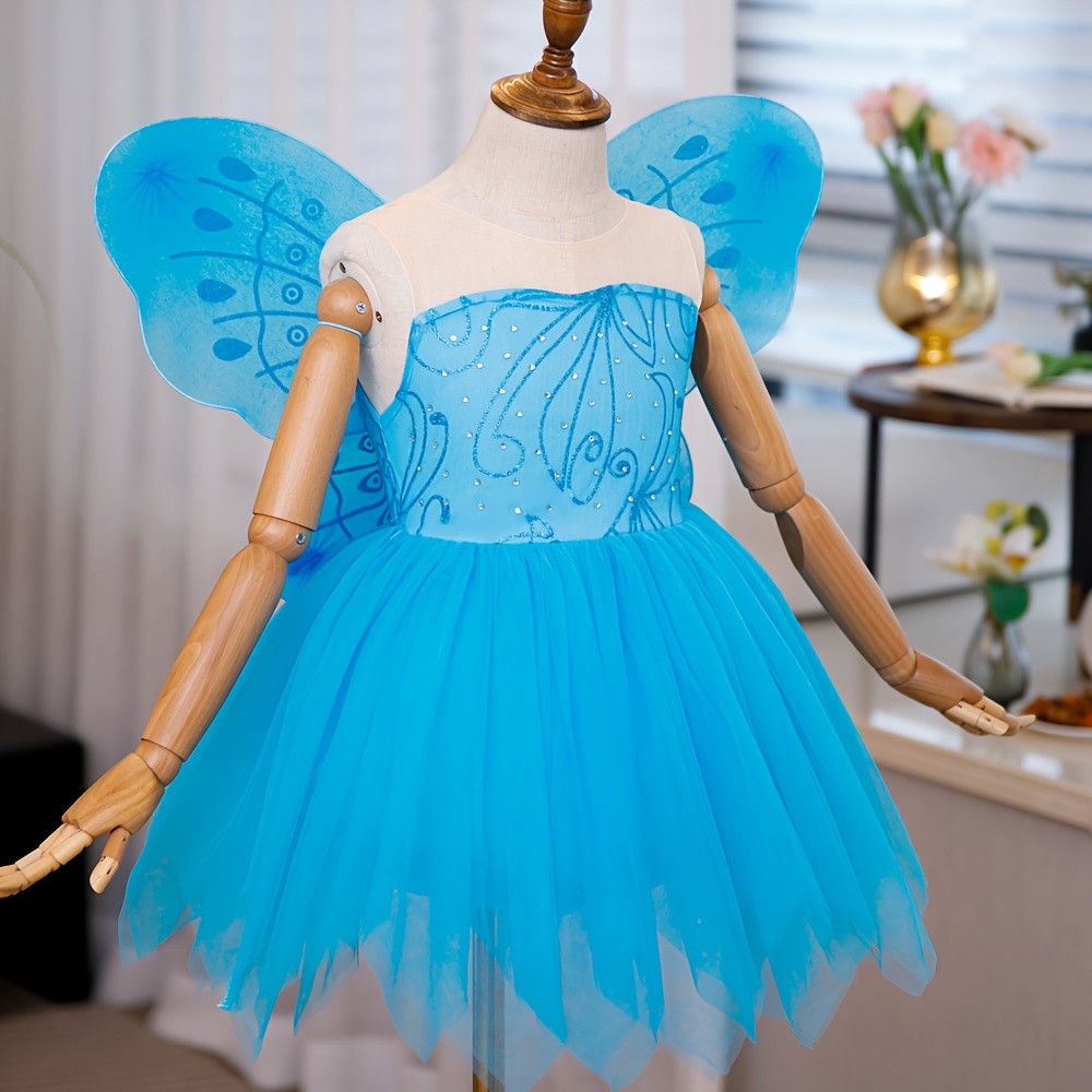 sachin and babi light blue dress Fairy Tutu and Wings Set in Sparkly Blue for Girls and Women