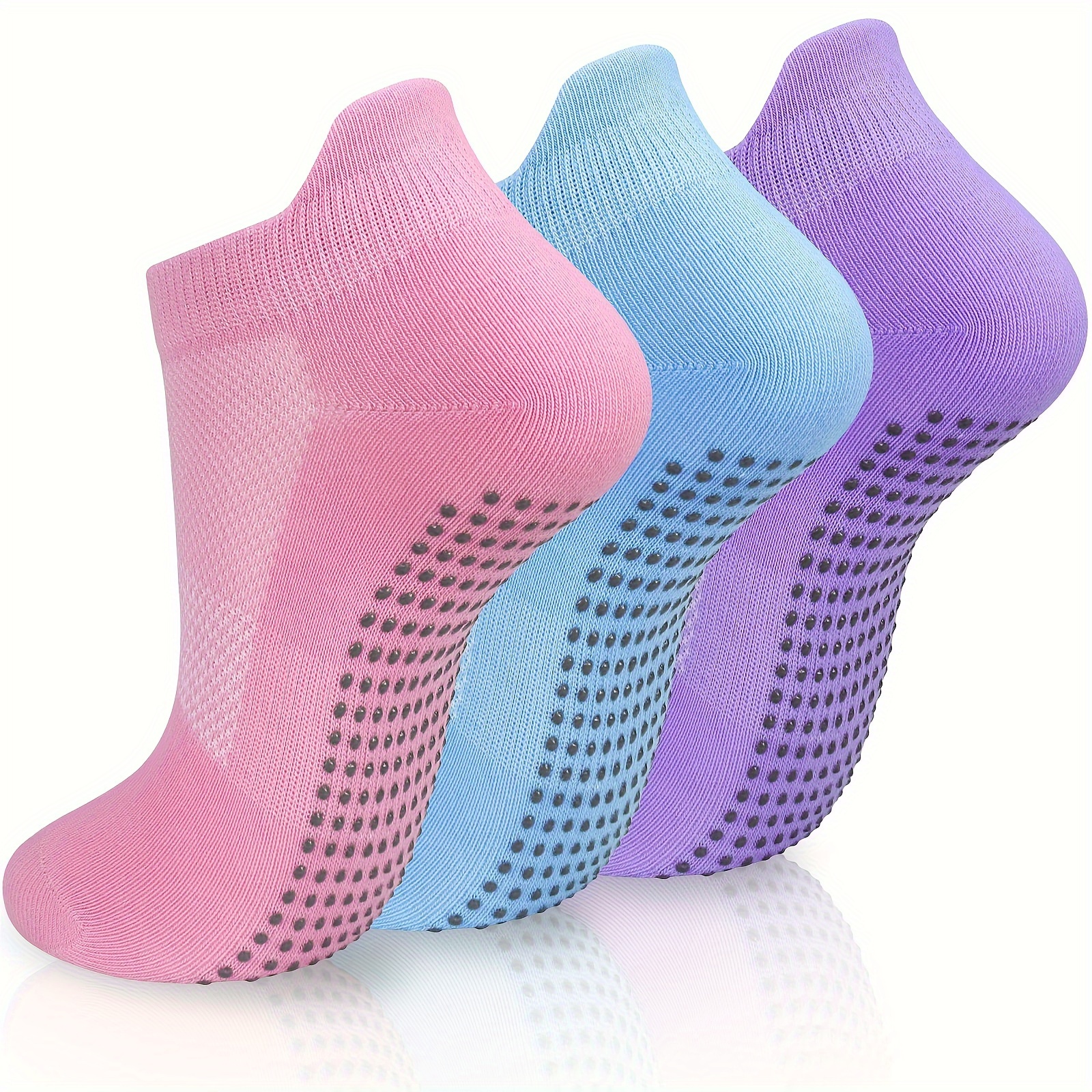Women's Performance Gripper Ankle Socks size Med Purple BOMBAS 4 pairs