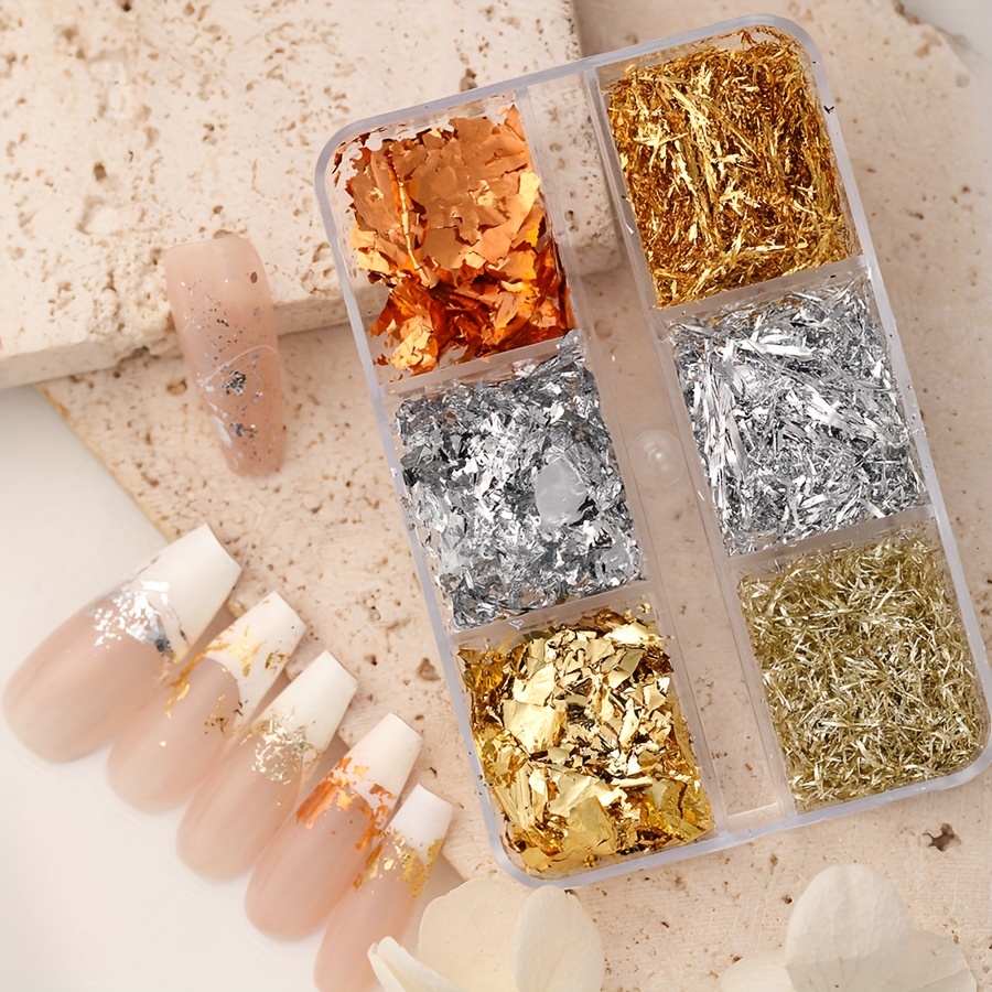 Nail Foil 3d Sparking Golden Flakes For Nails,metallic Nail Glitter For  Nail Art Decoration - Temu Philippines