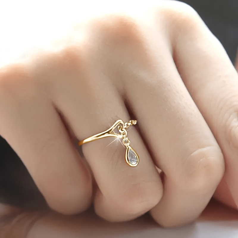 E-shop Einfacher, exquisiter Herz-Anhänger Ring, Verlobungs, Hochzeits- und Jubiläums-Geschenk für Damen, modischer, süßer Ring