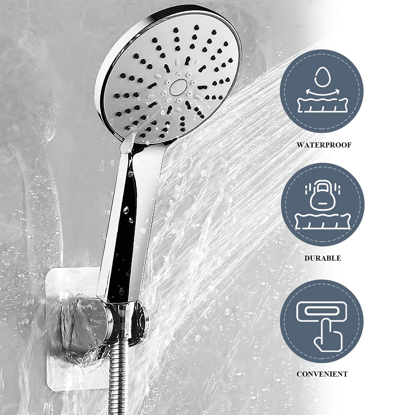 Adjustable Self-Adhesive Handheld Stick On Plastic Showerhead Holder Wall  Mounted Bathroom Shower Holder Bracket ShowerSeat