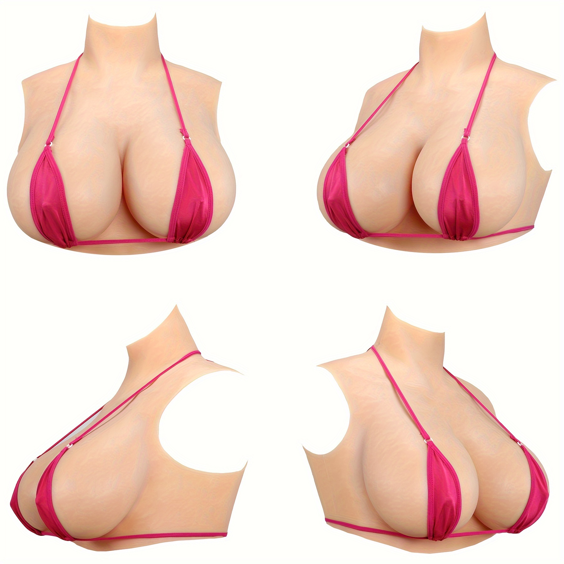 A - EE Cup 2-in-1 Fake Breasts, Mastectomy Crossdresser Transgender Cosplay  Bras Prosthetic Set Silicone Fake Breast Forms with Pocket Bra (Size 