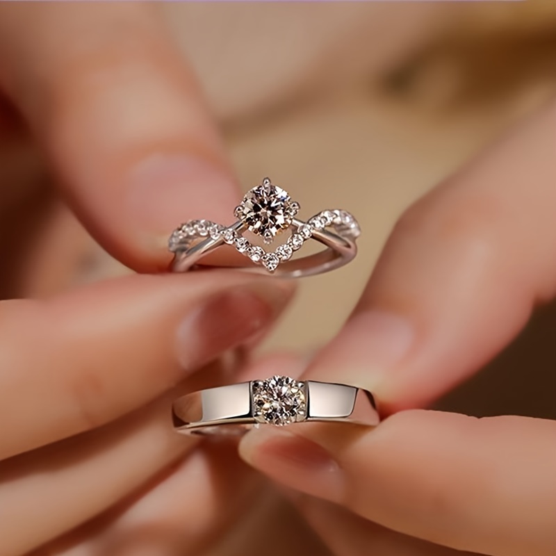 Crowning Love Couple Ring, Moissanite Diamond
