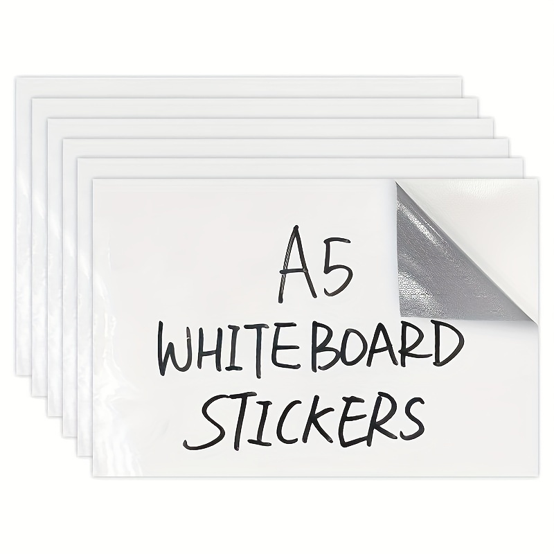 

6pcs Dry-erase Whiteboard Stickers, Embossed Removable Adhesive + Pet Writing Film, A5 Size