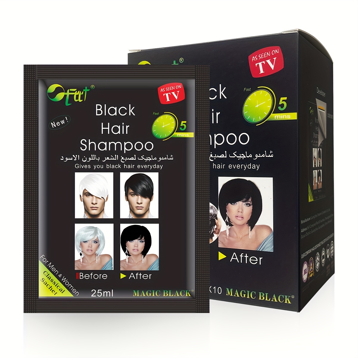 

25ml*10pcs Natural Black Hair Dye Shampoo Herbal Ingredients Semi-permanent Hair Color Cream For Women Men