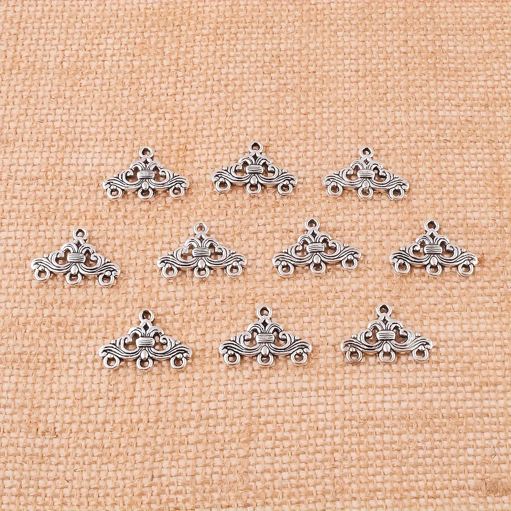 10pcs Antique Silver 1 Hole + 3 Hole Pendant Connector Earrings Charms  Links For DIY Jewelry Making Accessories