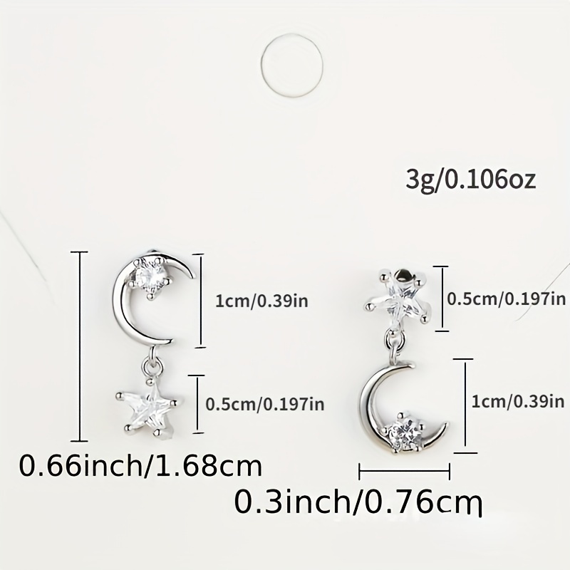 Crescent Moon & Star Dangle Earrings for Women