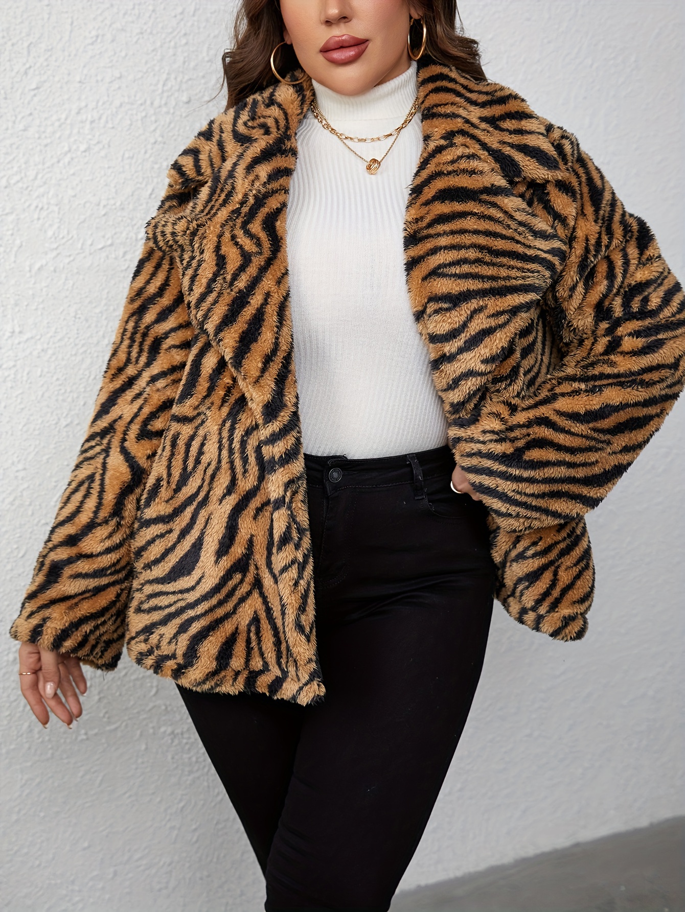 Leopard print clearance plus size jacket