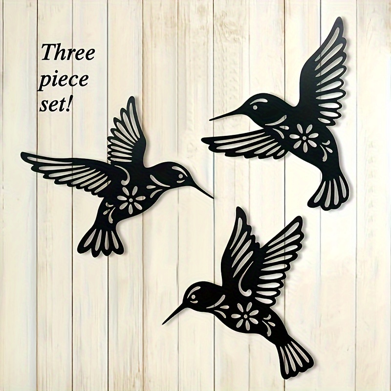 

3pcs Metal Hummingbird Wall Art Decoration, 3d Metal Silhouette Bird Wall Art, Outdoor Garden Yard Fence Bird Wall Art Fence Decoration For Living Room Bedroom Garden Yard