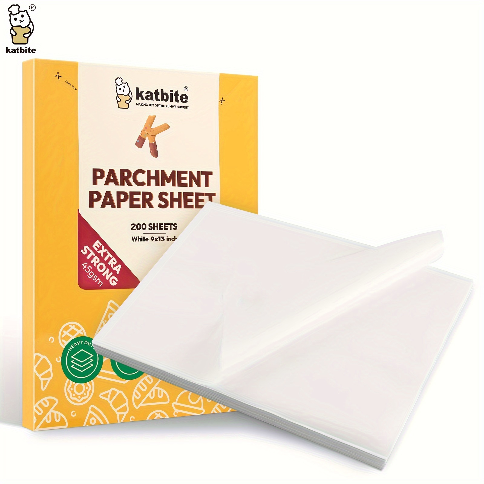 Katbite 200Pcs 9x13 inch Heavy Duty Parchment Paper Sheets,White 