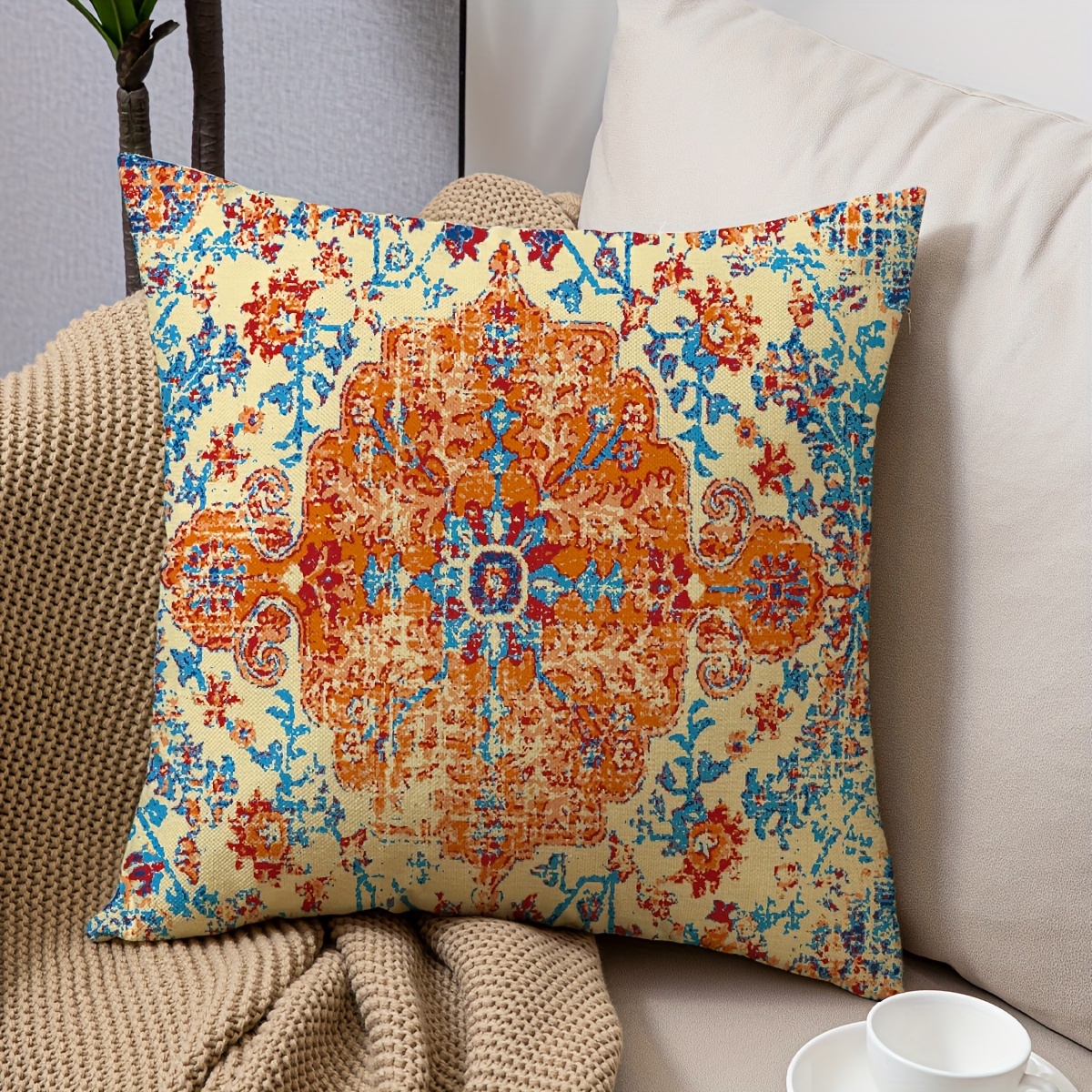 Vintage Boho Decor Throw Pillow Covers Bohemian Ethnic Style - Temu