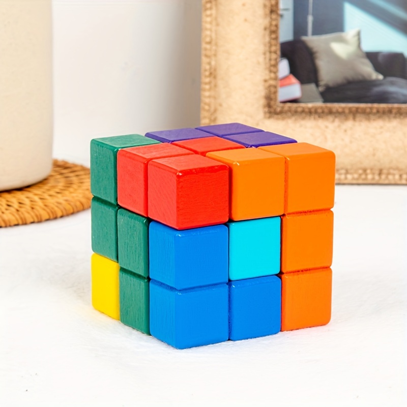 Changement de visage Rubik Cube Blocs de construction Toddler Puzzle Early  Education Expression Bataille Fun Jouets en bois
