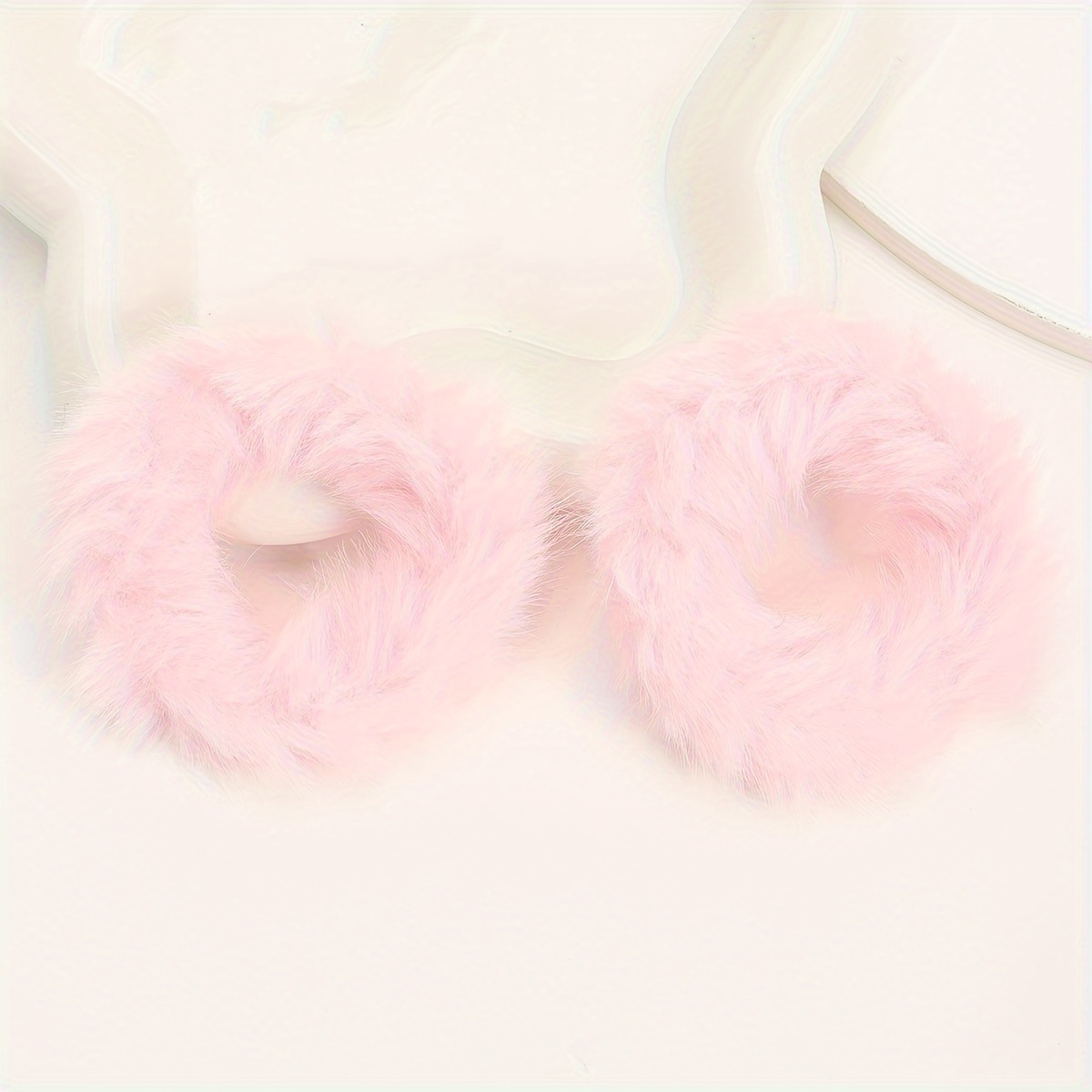 white fluff scrunchie