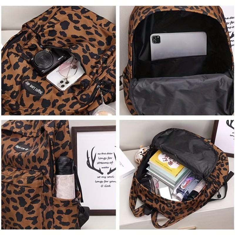 Leopard Pattern Backpack Large Capacity Daypack School Bag