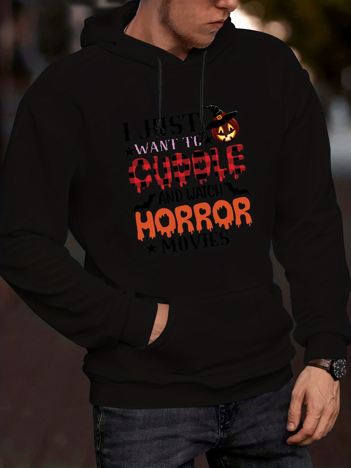 Halloween Style Letter Print Hoodies Men Graphic Sweatshirt - Temu