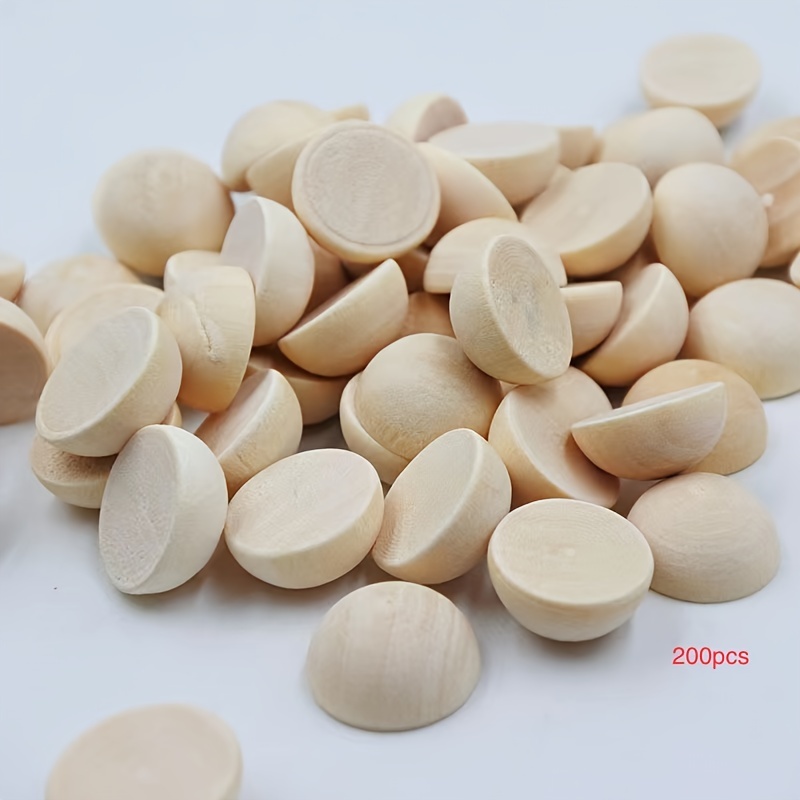 Image of 200pcs Natural Wood Half-sphere Beads For , Shoe & Watch Crafting Accessories, Wooden Balls