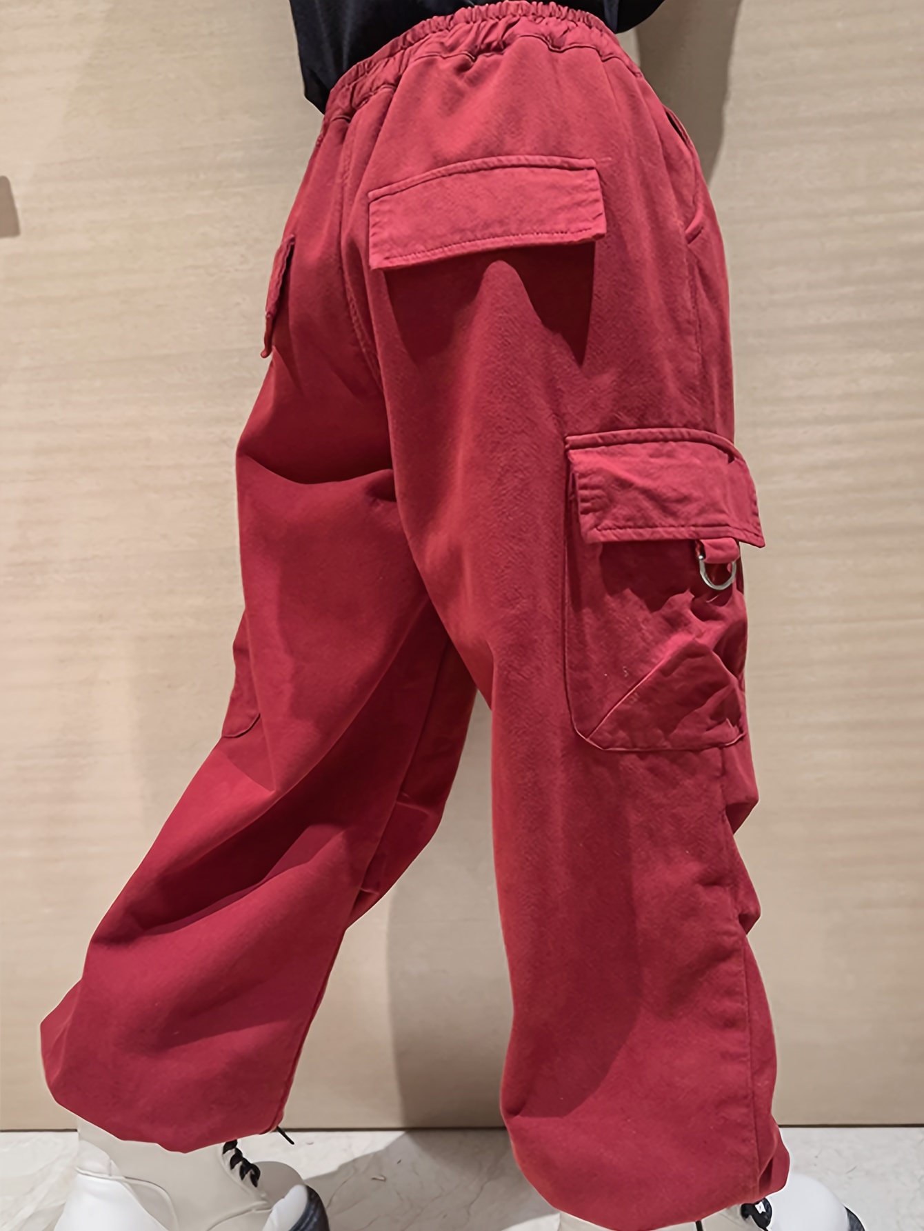 Girls Casual Warm Sports Cargo Trousers Fleece Lining Loose - Temu Australia