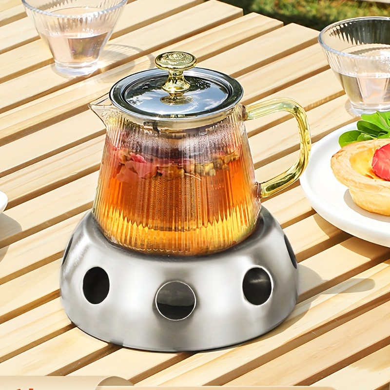 Stainless Steel Tea Warmer, Candle Stove, Glass Flower Teapot, Tea Cooker,  Outdoor Heating Base Insulation Stove, Tea Warmer - Temu