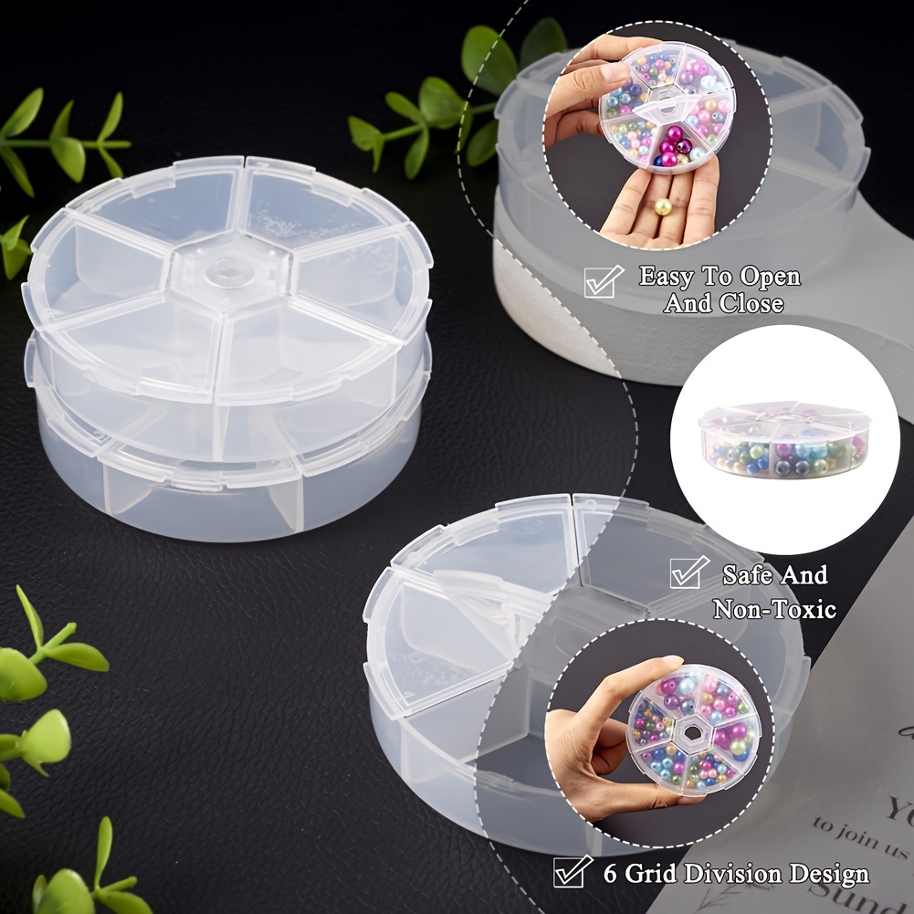 Round Plastic Bead Storage Containers