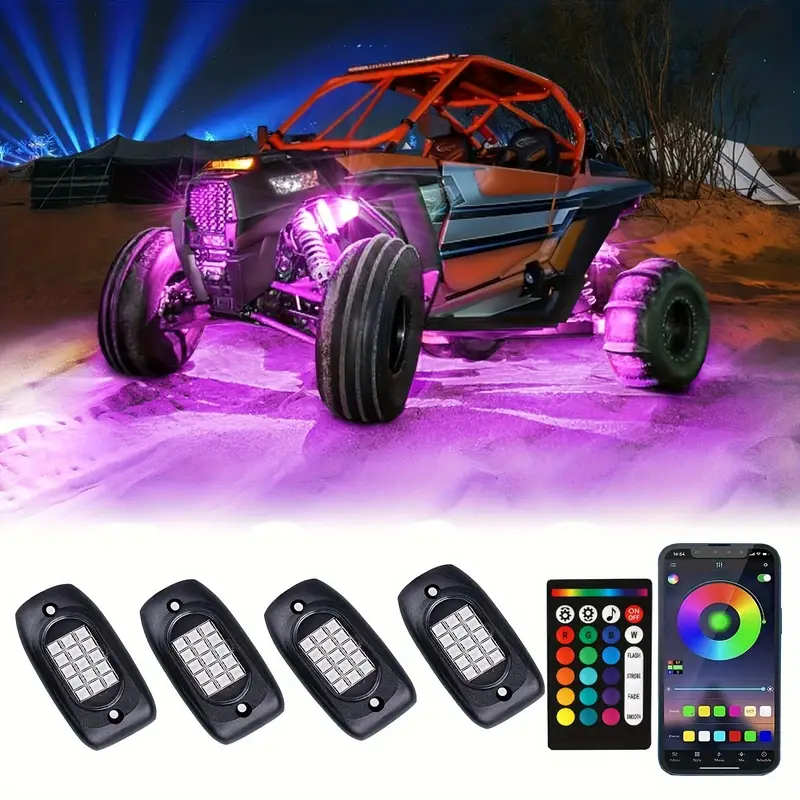 Rock Lights For Trucks, RGB LED Rock Lights With APP/Remote Control & Music  Mode, Rock Neon Light Kits For Pickup Off Road RZR SUV ATV UTV Car