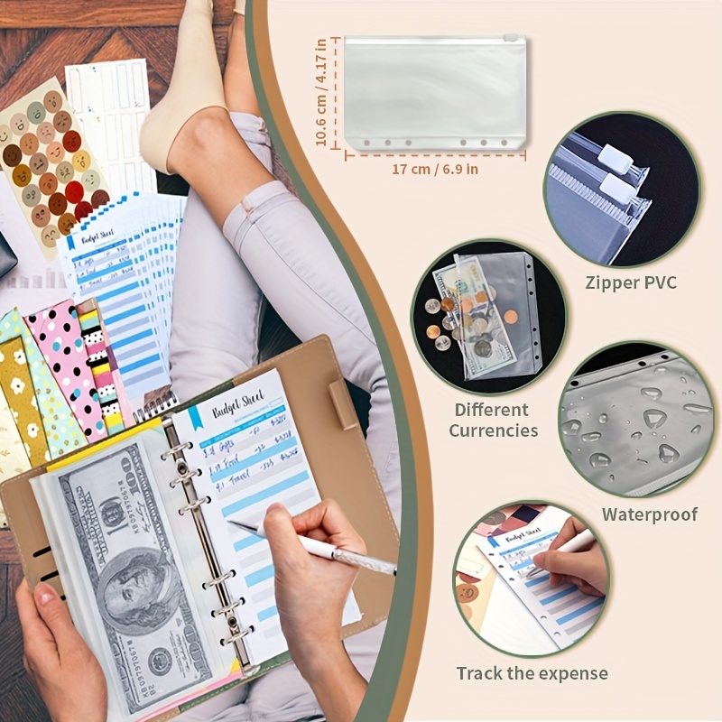 A6 Budget Binder Money Organizer Cash Include 6 Assorted - Temu