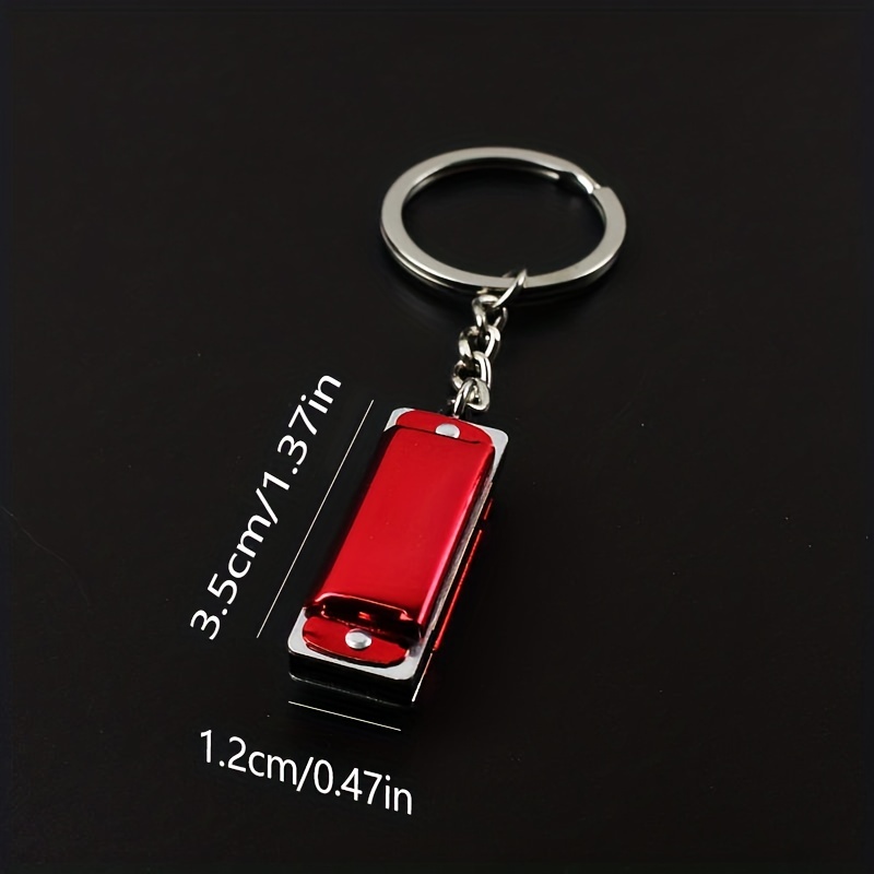 Mini Colorful Harmonica Keychain, Metal Key Ring Pendant