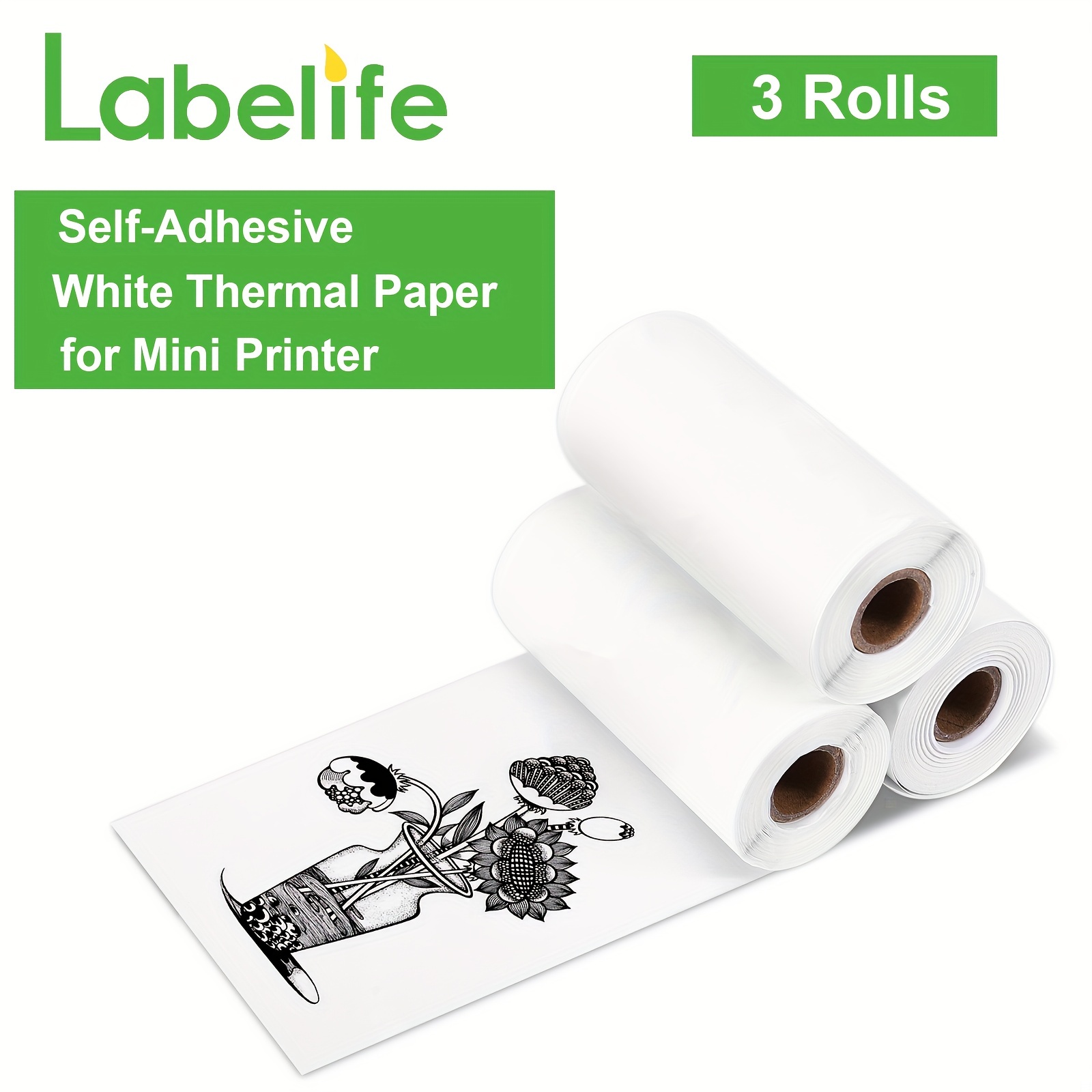 Papier Autocollant Imprimante, 10 rouleaux de Papier Thermique