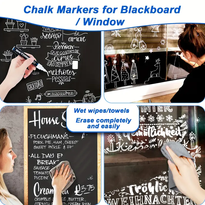 Liquid Chalk Markers, 8Pcs, 6Mm,White, Dual Tip, Chalkboard