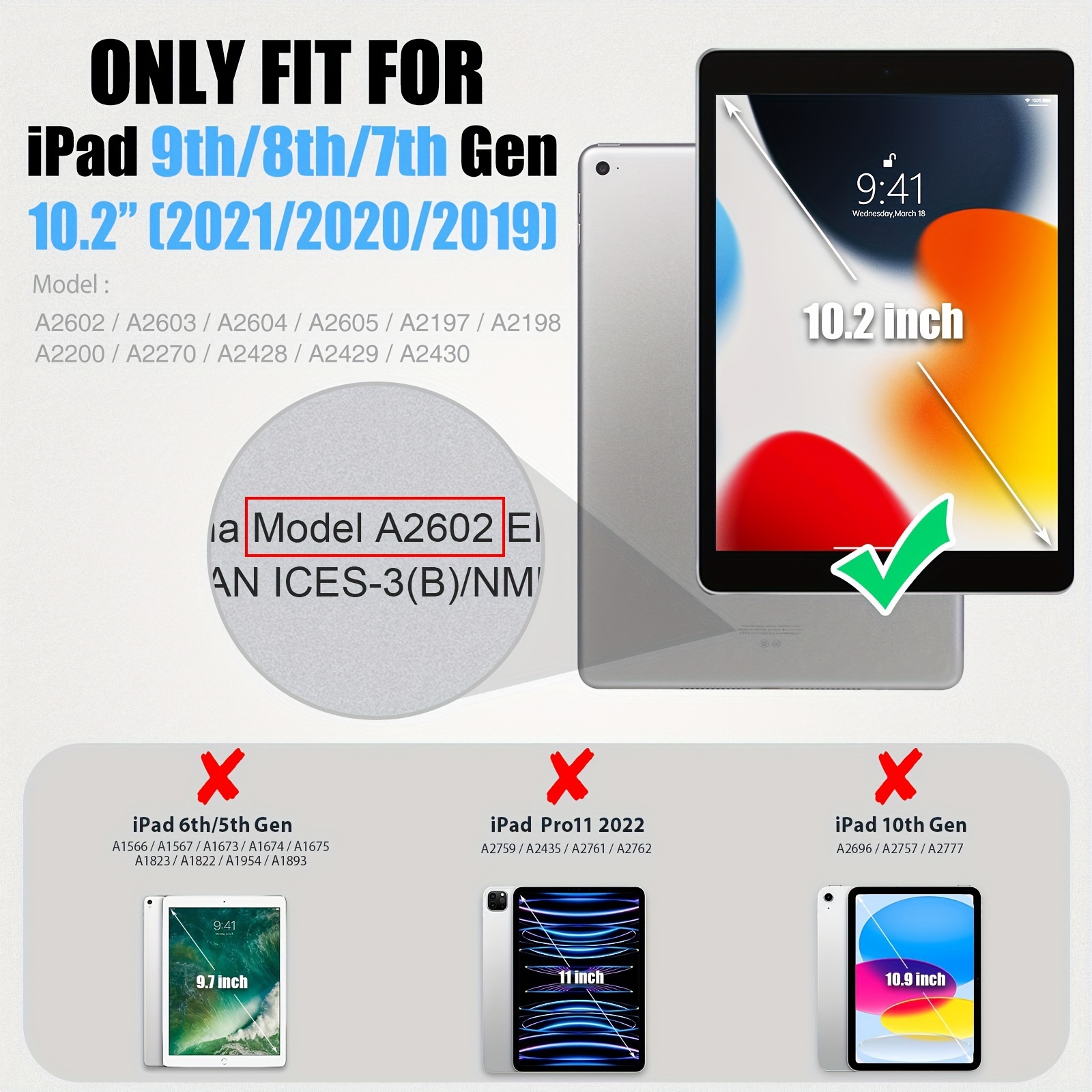 Coque Compatible avec iPad 9ème Génération 2021/iPad 8ème Gén 2020